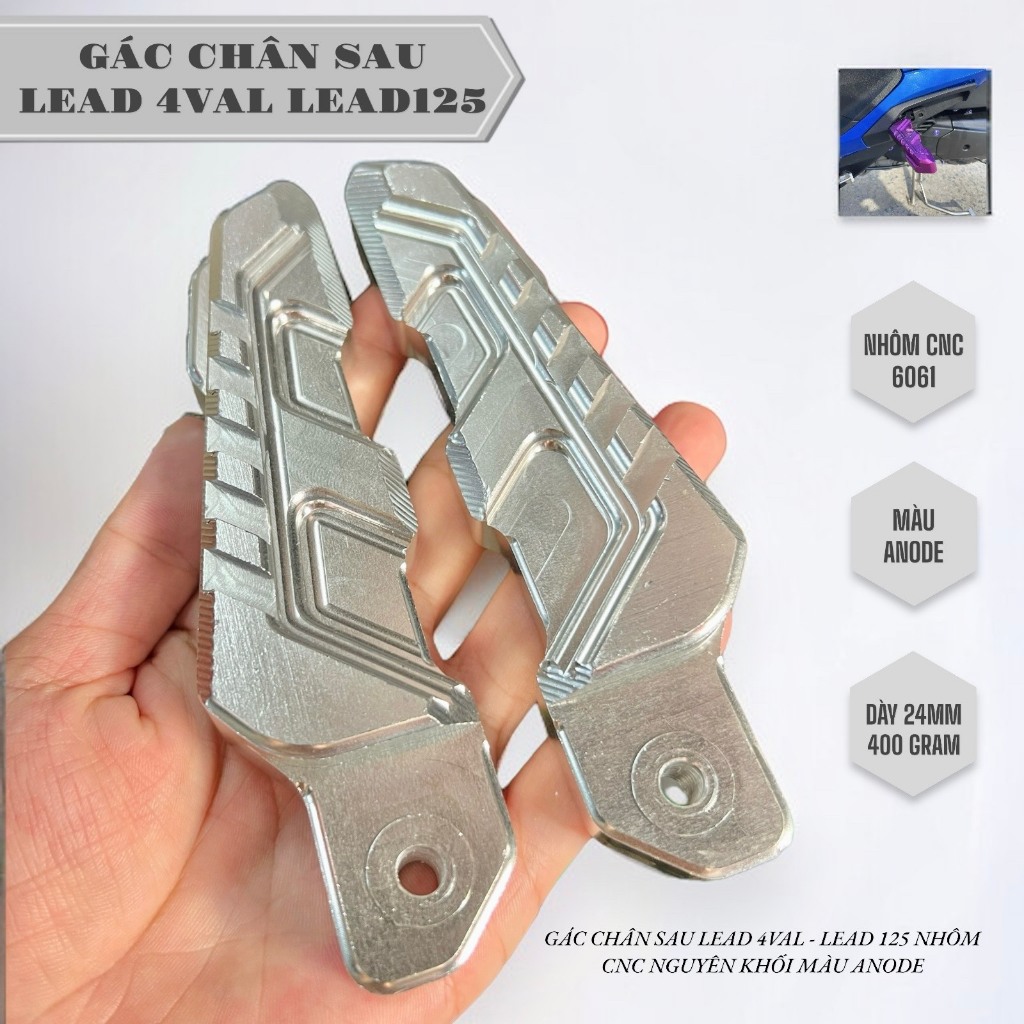 พักเท้าหลังตะกั่ว 4val - พักเท้า LEAD 125 สีแอโนดอลูมิเนียม cnc แข็ง