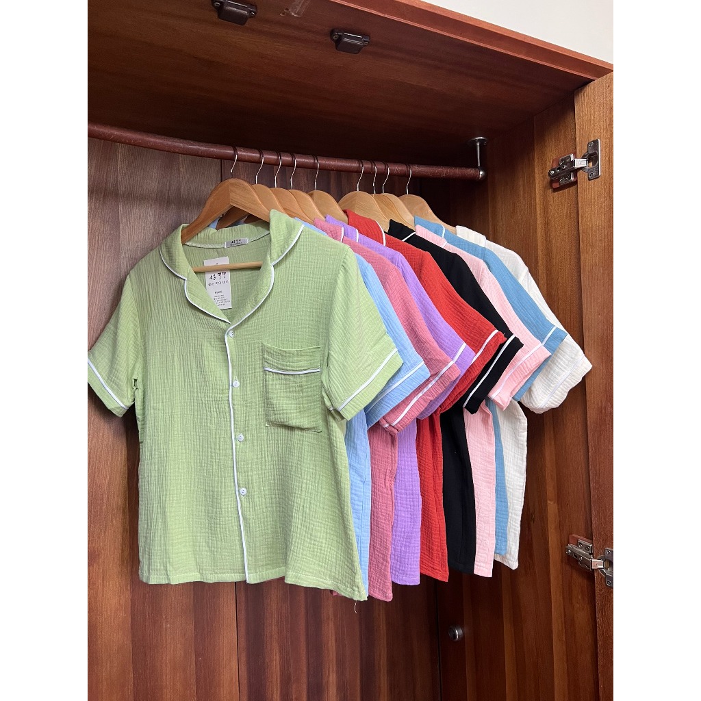 สีทึบ MUSLIN ชุดนอนแขนสั้นชุด HOT SUMMER 2024