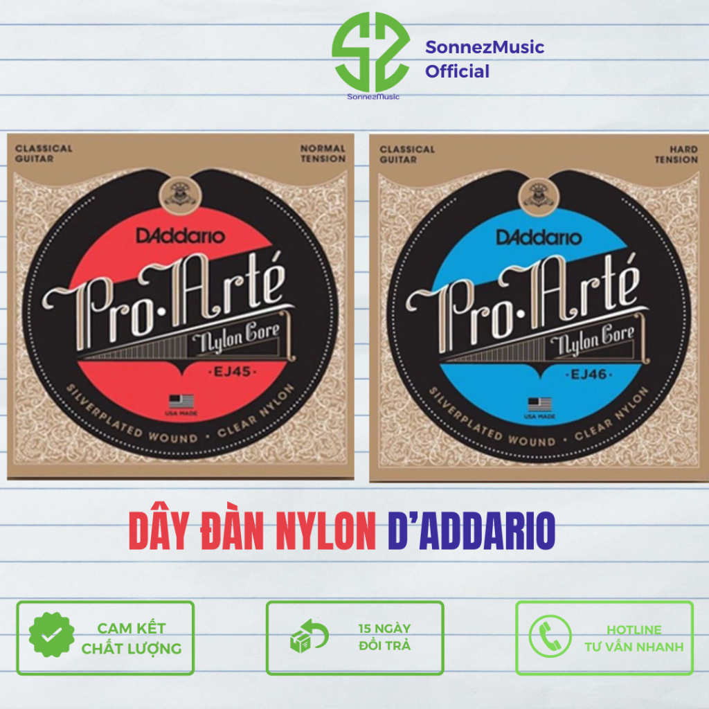 D'ADDARIO สายกีต้าร์คลาสสิค Daddario EJ45, สายไนลอน EJ46 พร้อมเสียงอบอุ่น - Sonn