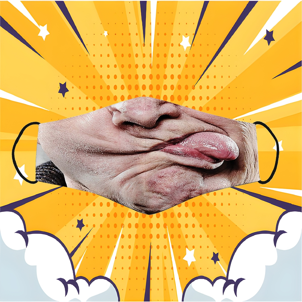 Old Man Mask with Off Tongue 3D Funny Troll Face ราคาถูกและสวมใส่สบาย
