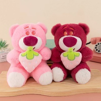 Lotso Small Teddy Bear Hugging Strawberry Sitting High-End Soft Smooth Size 25cm MEILI STORE