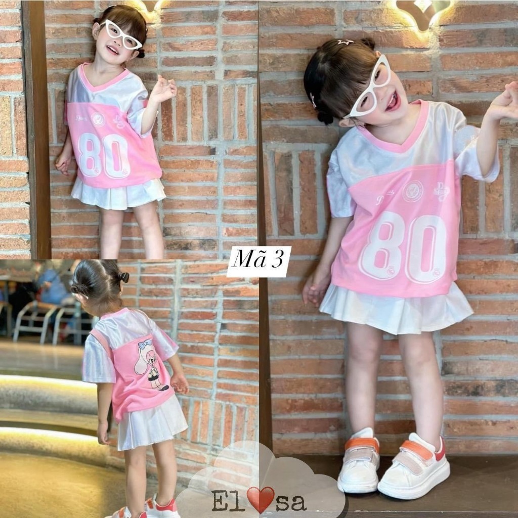 เสื้อผ้าเด็กผู้หญิง - BASEBALL HEARTNECKLACE SET สําหรับเด็กอายุ 1-8 ปี