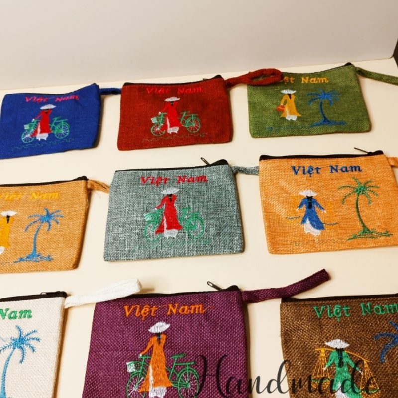 กระเป๋าสตางค์มินิผ้าปอกระเจาปักภาพสาวอ้วยไดเวียดนาม - รูปที่ 3