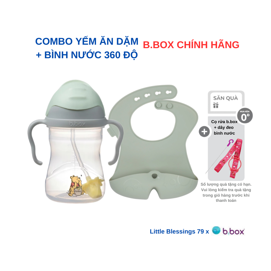 {BBOX • FREE CLEANING BRUSH & STRAP} ผ้ากันเปื้อนเด็กซิลิโคน Combo + ขวดน้ํา 360 องศาของแท้สําหรับทา