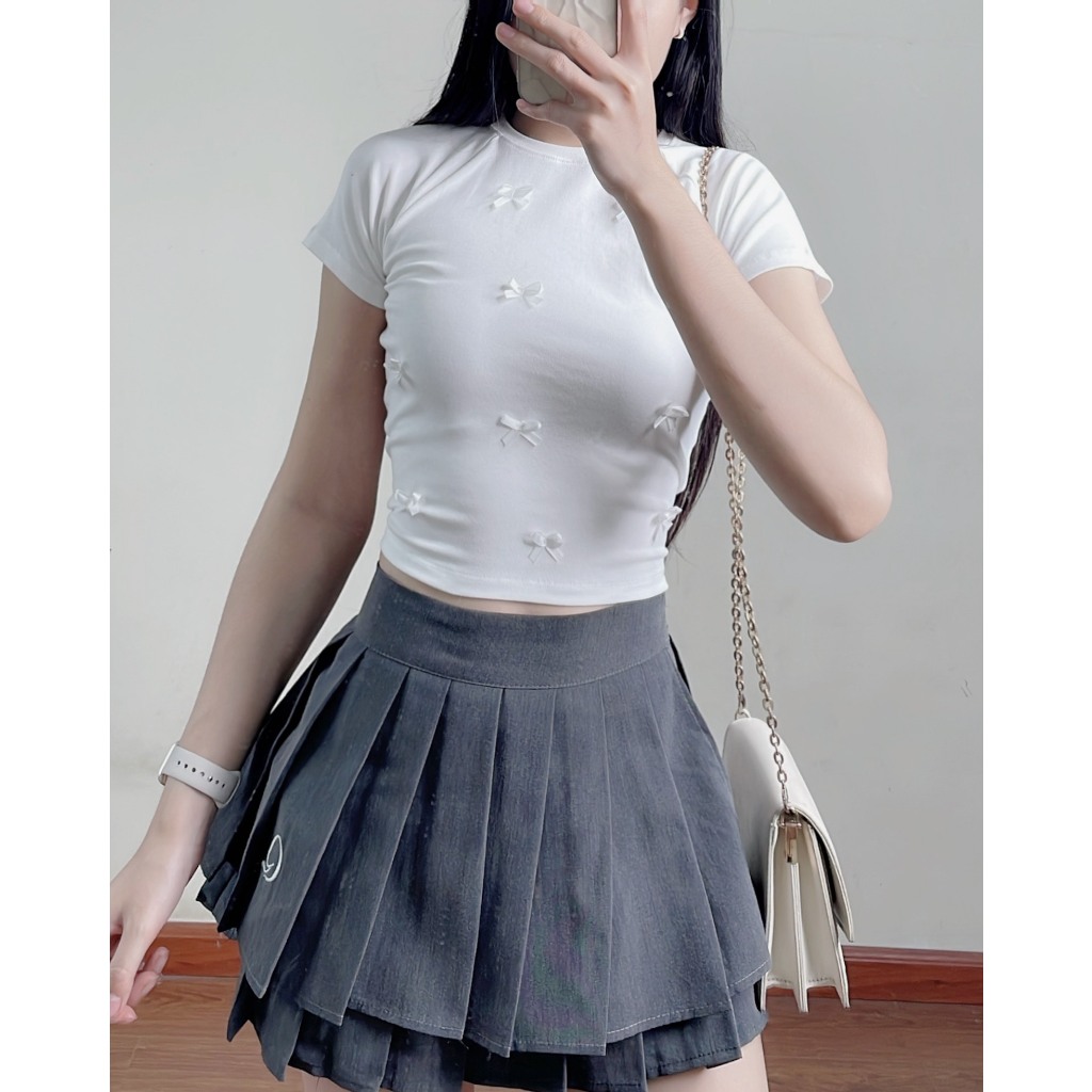 เสื้อยืด Babytee โบว์คอกลมสั้น - Retrostyle - Bbt162_P4K9