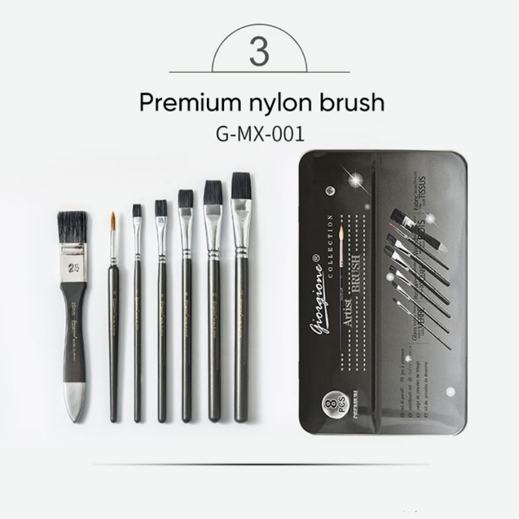 [express] ชุดแปรงทาสีกล่องดีบุกพรีเมี่ยม 8 ชิ้น Giorgione G-MX001