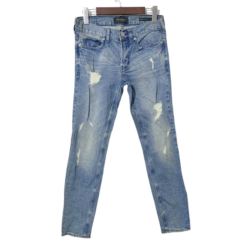 [Error] Pacsun Ripped เอว Slim Fit Tapered กางเกงยีนส์ Dusty Silver Wash คุณภาพสูงส่งออกหนา Smooth B