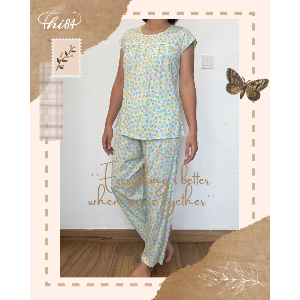 Thi84 home wear set - 2405DMN008 - ผ้าคอตตอนสุดเท่ ลายดอกไม้สวยๆ