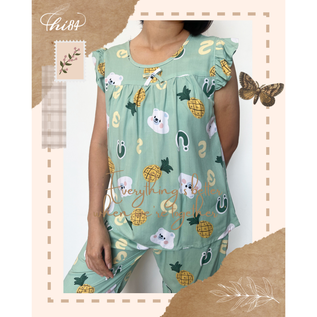 Thi84 home wear set - 2405DMN007 - ผ้าคอตตอนสุดเท่ กางเกงขาสั้น ลายน่ารัก