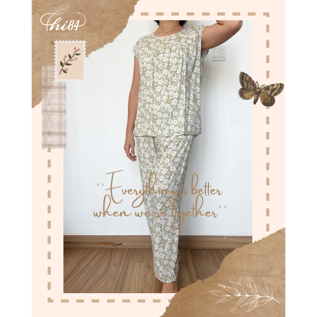 Thi84 home wear set - 2405DMN009 - ผ้าคอตตอนสุดเท่ ลายอ่อนโยน