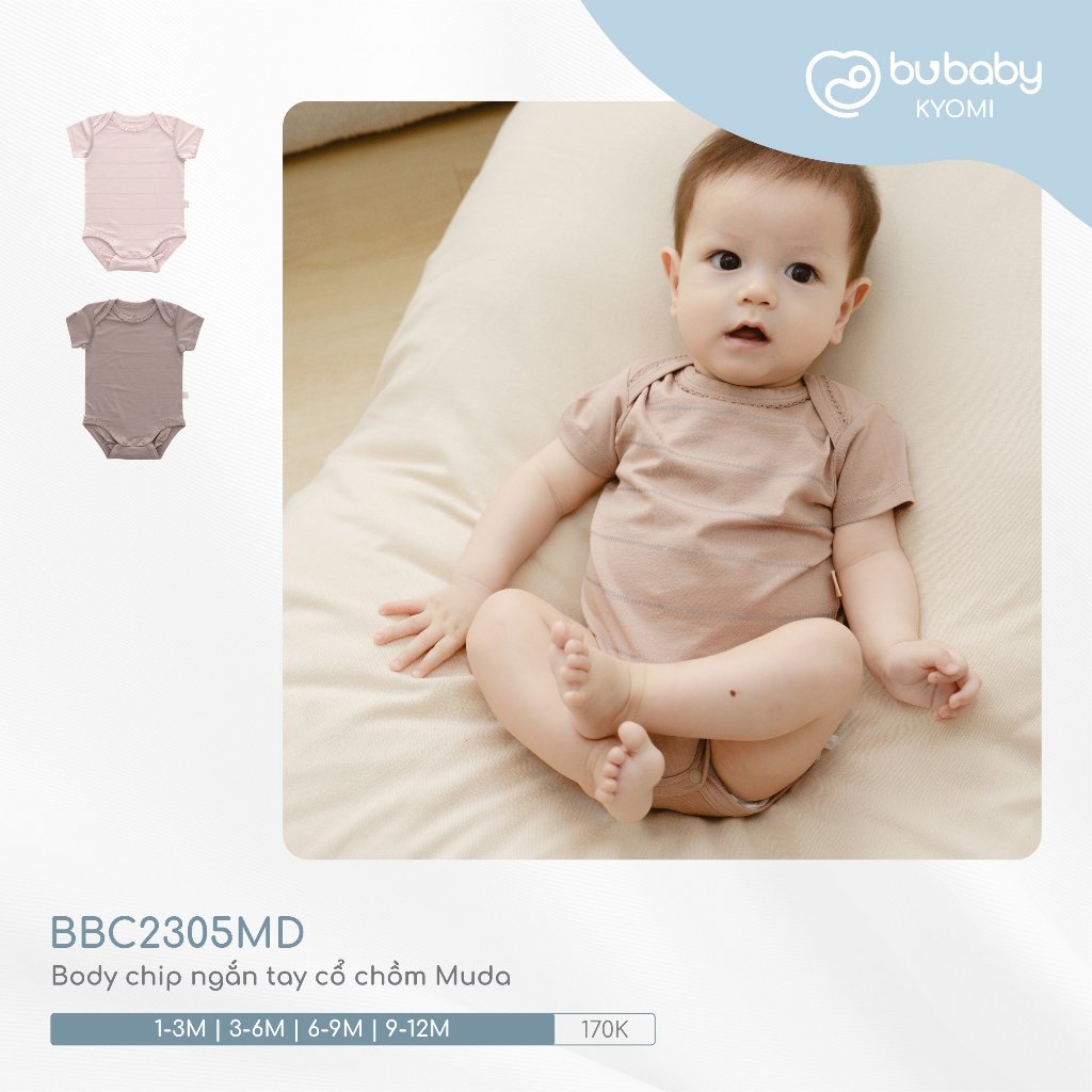 Muda Bubaby เสื้อคอเต่าแขนสั้น Bodychip สําหรับเด็กทารกตั้งแต่ 1 ถึง 12 เดือน