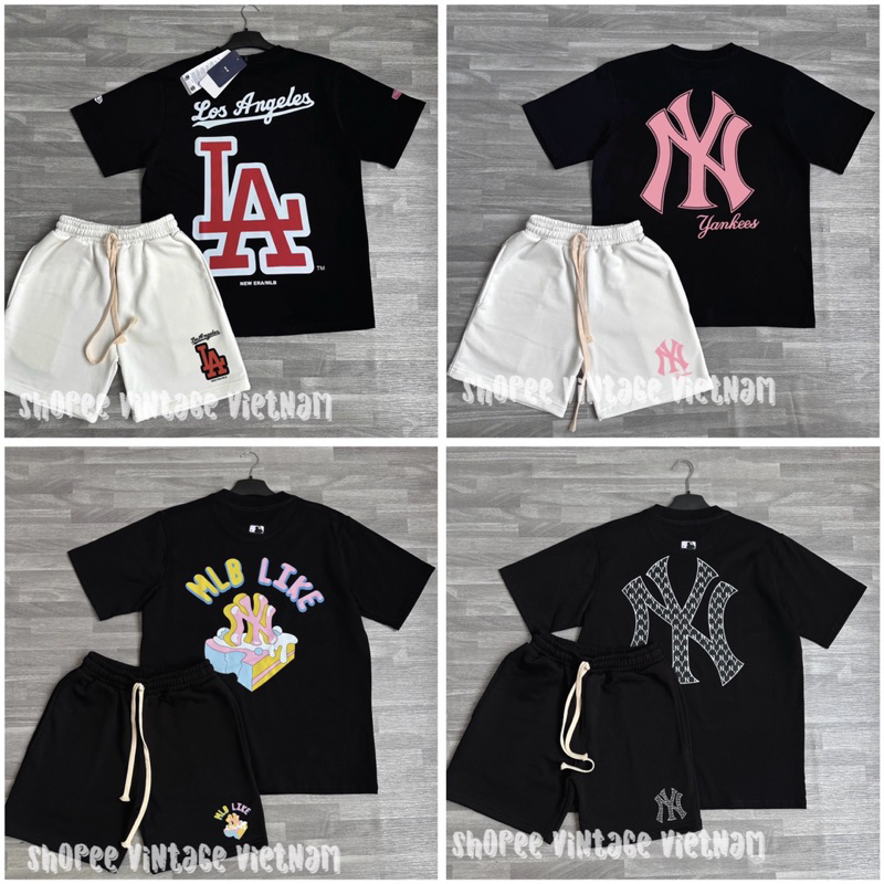 [MLB] เสื้อยืด MLB - กางเกงขาสั้น MLB สังเคราะห์ Oufit หลายรุ่น - สินค้า Unisex คุณภาพสูง มีป้ายเต็ม