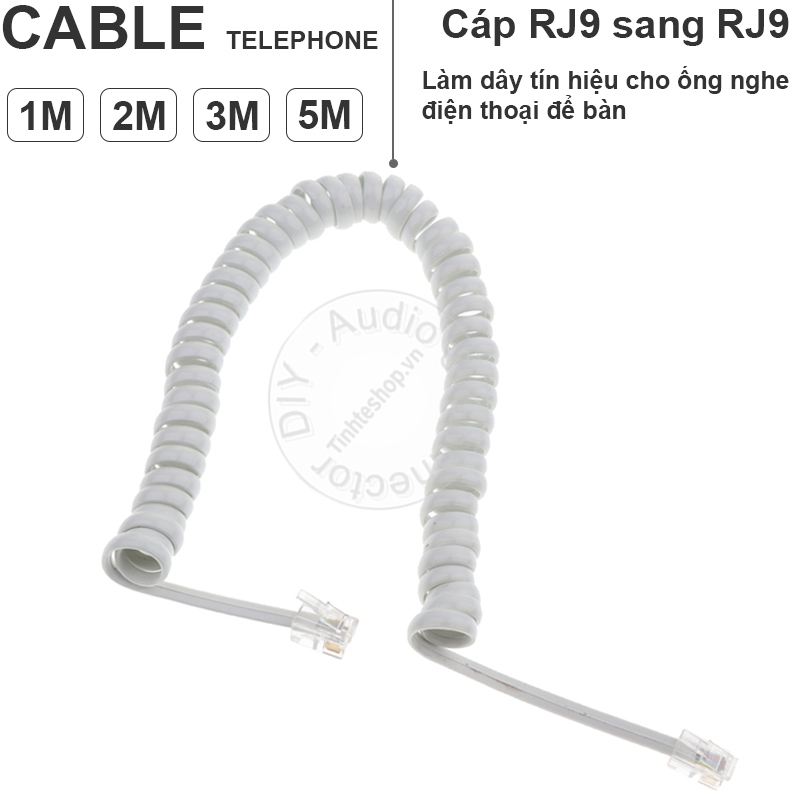 XO สายหูฟังสําหรับโทรศัพท์ตั้งโต๊ะ RJ9 สปริงบิด 2 เมตร - สาย RJ9 โทรศัพท์ (สีขาว)