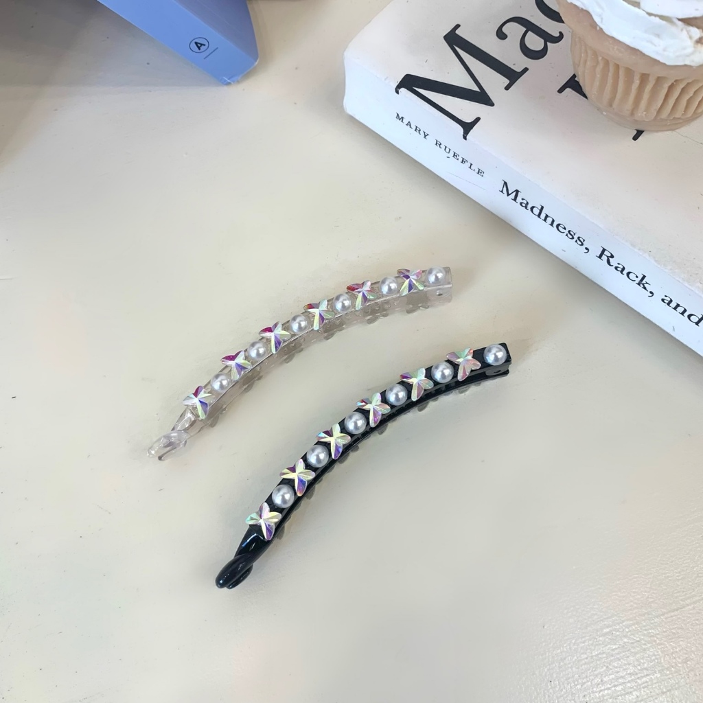 Banana Clip สําหรับผมลายผีเสื้อประกายหรูหราเล็กน้อย Modleaf Pearl Nabi Clip เกาหลี