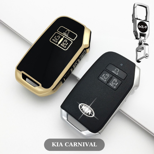 KIA Carnival 7 ปุ่มเคสป้องกันกุญแจซิลิโคนชุบทองเต็มระดับพรีเมียม - เคสกุญแจ KIA Carnival 7