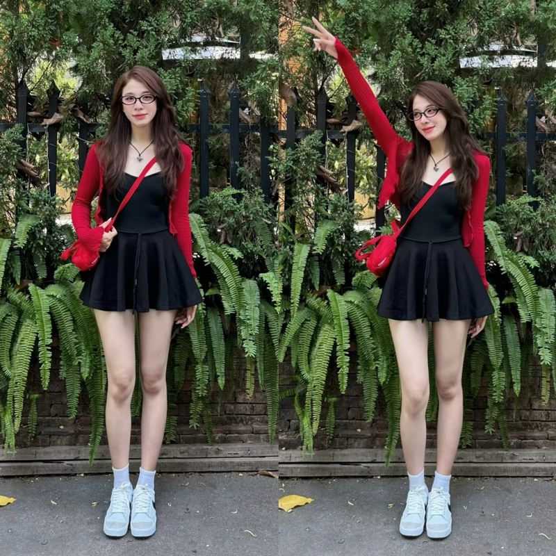 (BREAST Padding INCLUDED) จั๊มสูท A-line SKIRT กอดตัวและแฟลต (OUTER SHIRT NOT INCLUDED)
