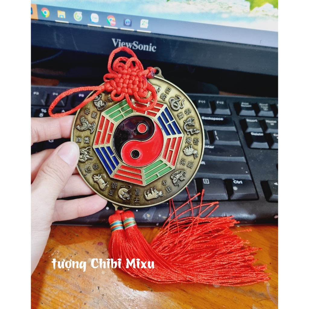 เชือกแขวน Bagua Yin Yang 12 ราศีฮวงจุ้ย 9.5ซม