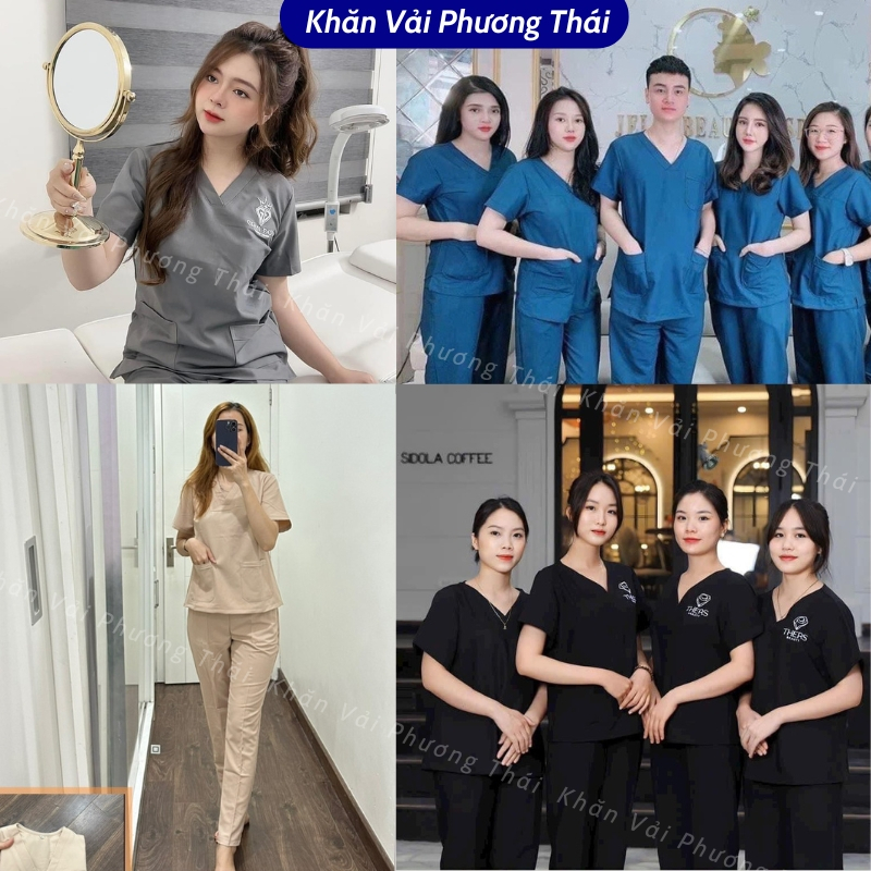 ชุดสปา ชุดสครับหมอ ชุดพนักงานผ้าฝ้ายเย็น พิมพ์ 1 ทุกไซส์,