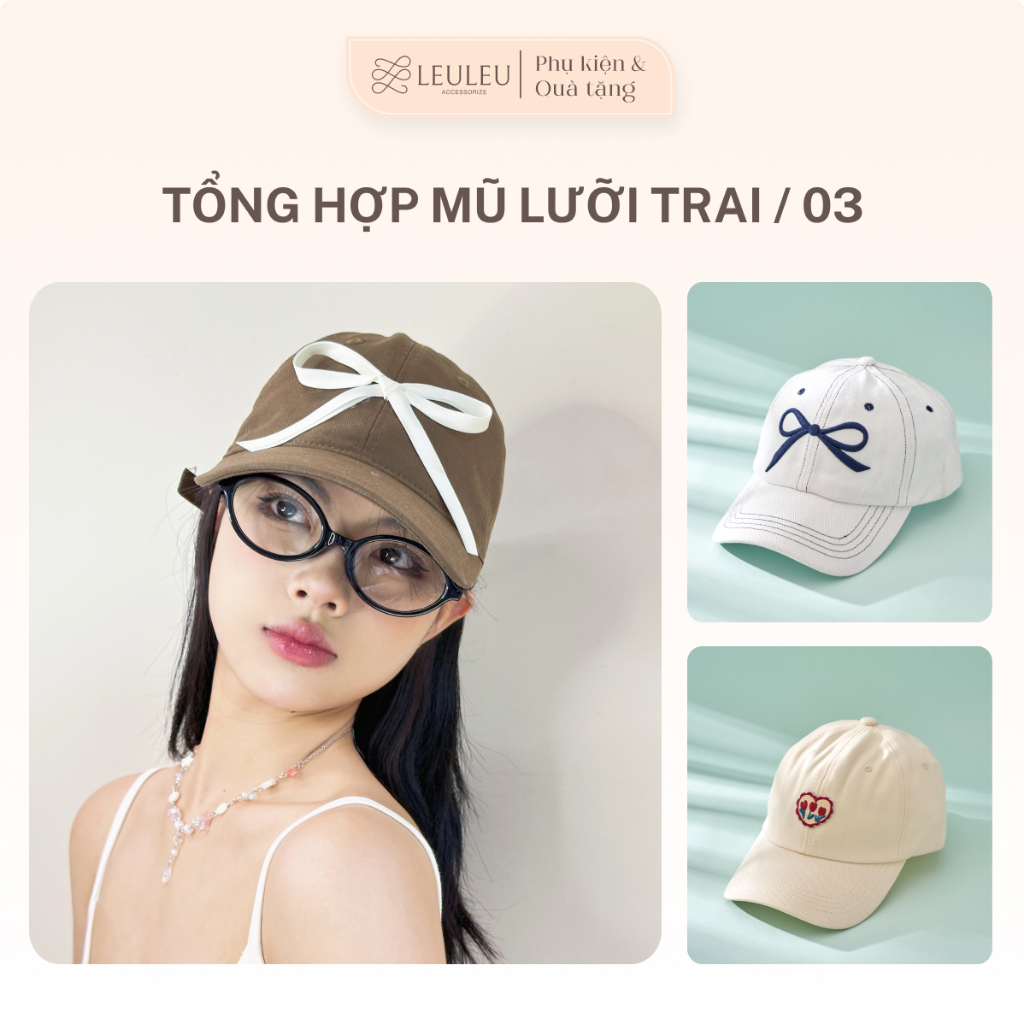 Cap Collection of III รุ่นหมวกเบสบอลปักลายอ่อนเยาว์ สไตล์ coquette LEULEU.ACCESSORIES