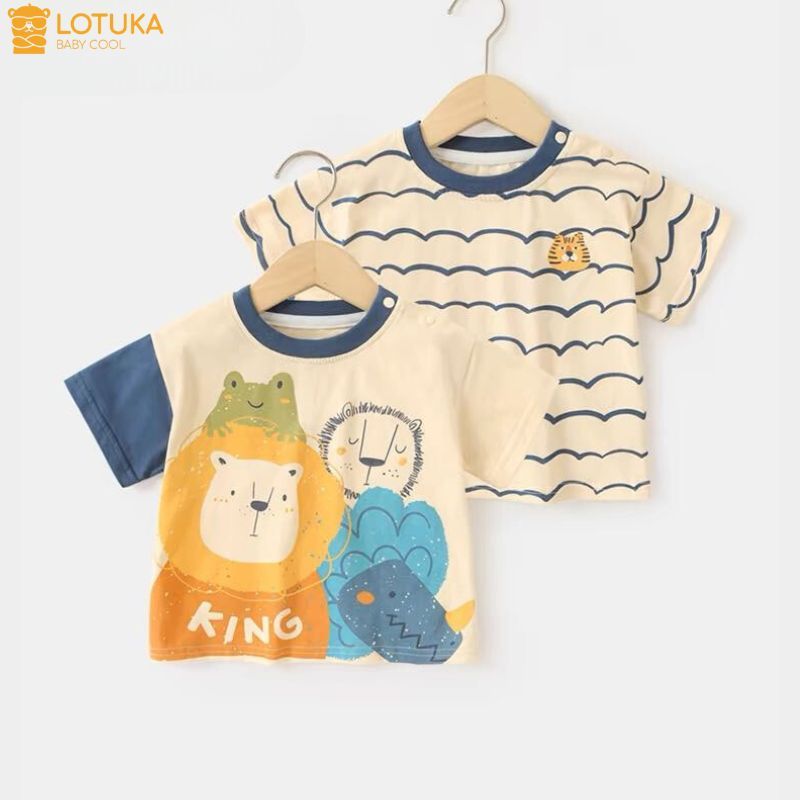 เสื้อยืดเด็ก Lotuka เสื้อยืดสําหรับเด็กชายและเด็กหญิง เสื้อฤดูร้อนที่นุ่มและเย็นสบาย ขนาด 4-18กก