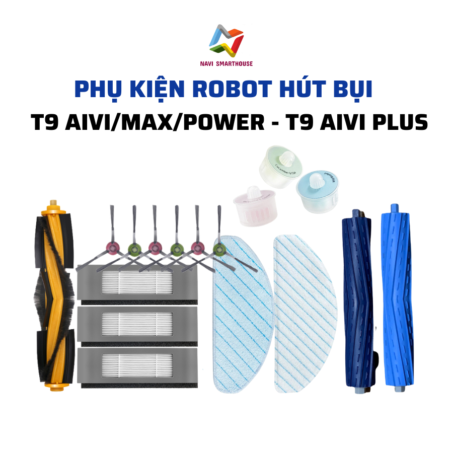 อุปกรณ์เสริมเครื่องดูดฝุ่นหุ่นยนต์ t9, t9 aivi, t9 power, t9 max, aivi plus ผ้าเช็ดตัว, กรอง, แปรงด้