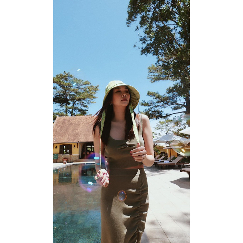 Tartan Striped Folding Bucket Hat _ Taffy Candy Hat KoiKoi