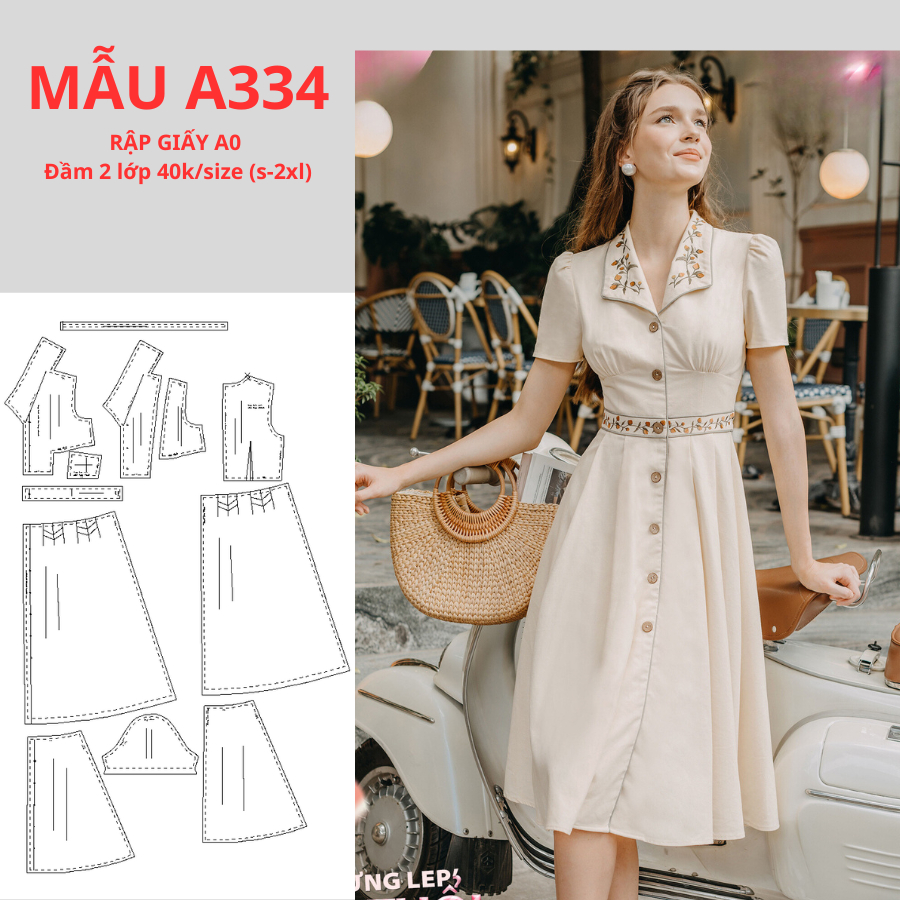 แผ่นกระดาษ A0 2-LAYER DRESS WITH BREAST SURGERY NECK -A334