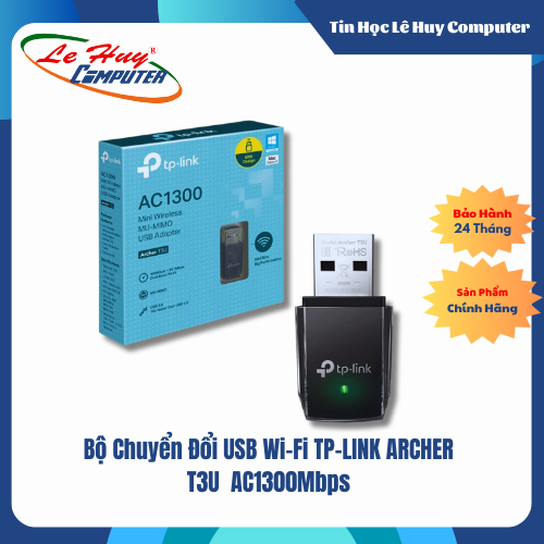 TP-LINK ARCHER T3U AC1300Mbps อะแดปเตอร์ Wi-Fi USB