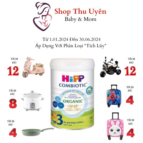 Hipp Organic Combiotic Small Cans Milk 350g / Big Lon 800g " Accumulated - Big Gift