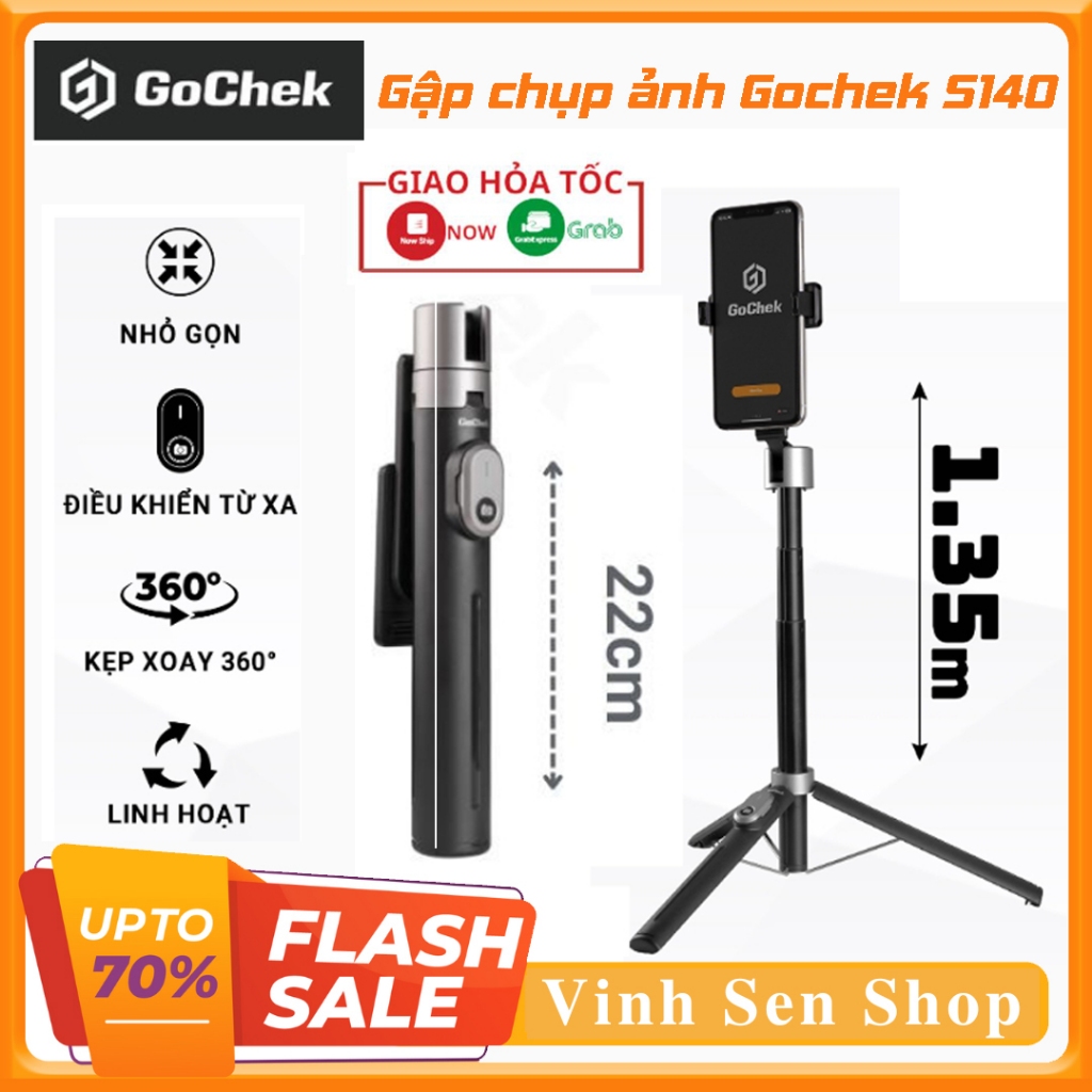 ขาตั้งกล้อง Gochek S140 [ควบคุม INCLUDED] - ขาตั้งกล้องเซลฟี่บลูทูธรีโมทคอนโทรล Vlog Livestream มัลต