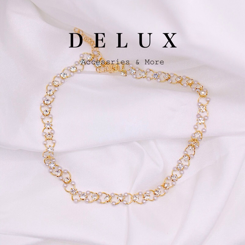 สร้อยคอโชคเกอร์ DELUX สไตล์เรโทรหรูหราพร้อมมุกเทียม - DELUX 0520
