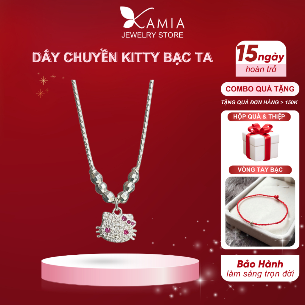 Kamia สร้อยคอเงินแท้ 999 kitty สุดน่ารัก – DE4009