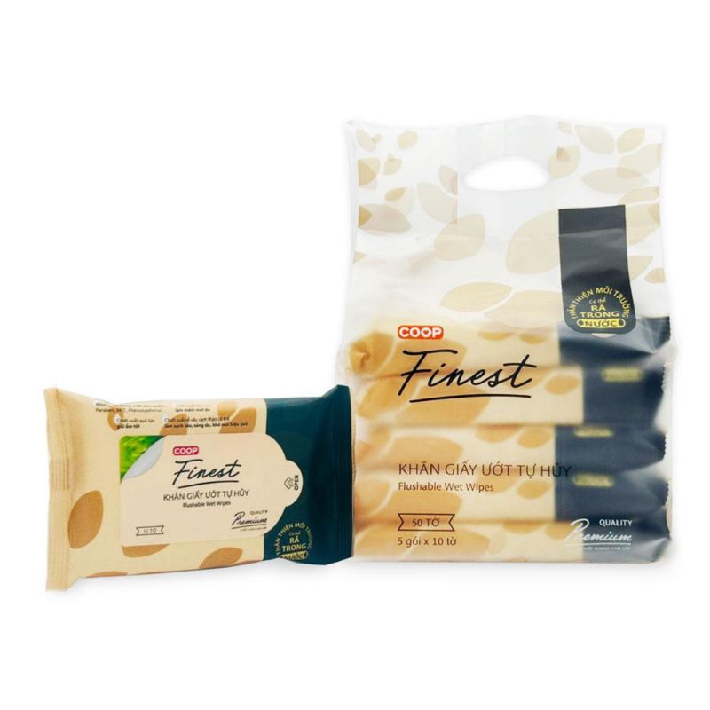 [NEW DATE] Coop Finest ผ้าเช็ดทําความสะอาดเปียกย่อยสลายได้ 10 ชิ้น - 5 แพ็ค (Kco1)