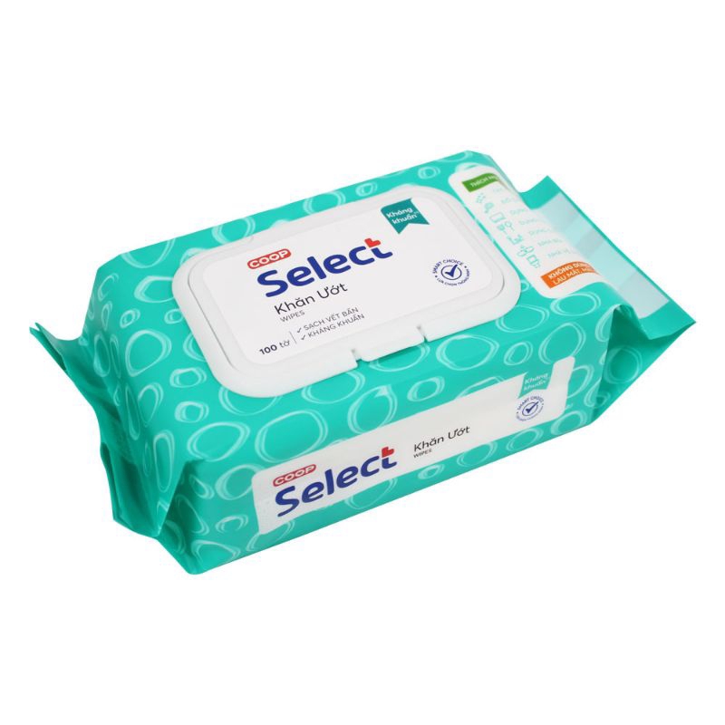 [NEW DATE] Coop Select ผ้าเช็ดทําความสะอาดเปียกต้านเชื้อแบคทีเรีย 100 ชิ้น (Kco1)