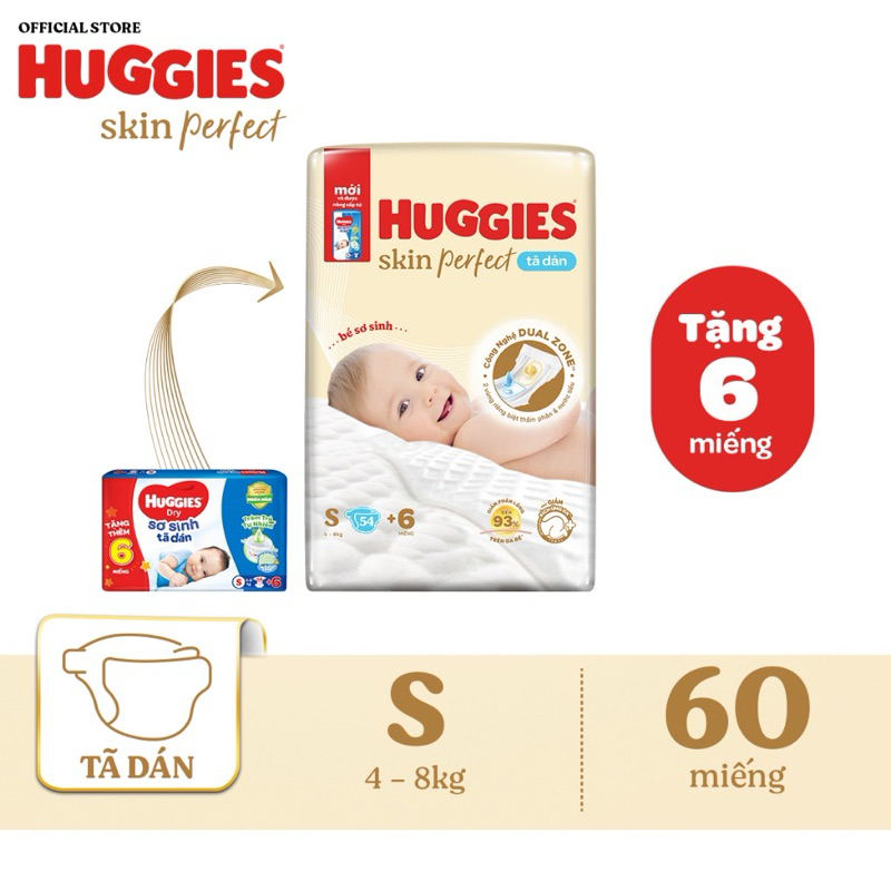 ผ้าอ้อมเด็ก Huggies Skin perfect Size NB 70+6/ S 54+6
