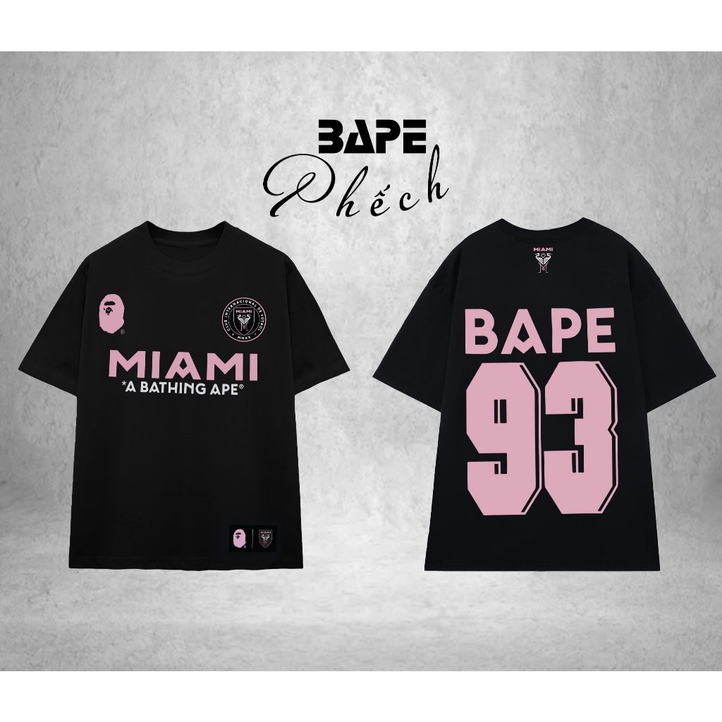 BAPE MIAMI เสื้อยืดทรงหลวมสําหรับผู้ชายและผู้หญิง UNISEX คุณภาพสูงผ้าฝ้ายสองทาง 280GSM - BAPE PUUCH