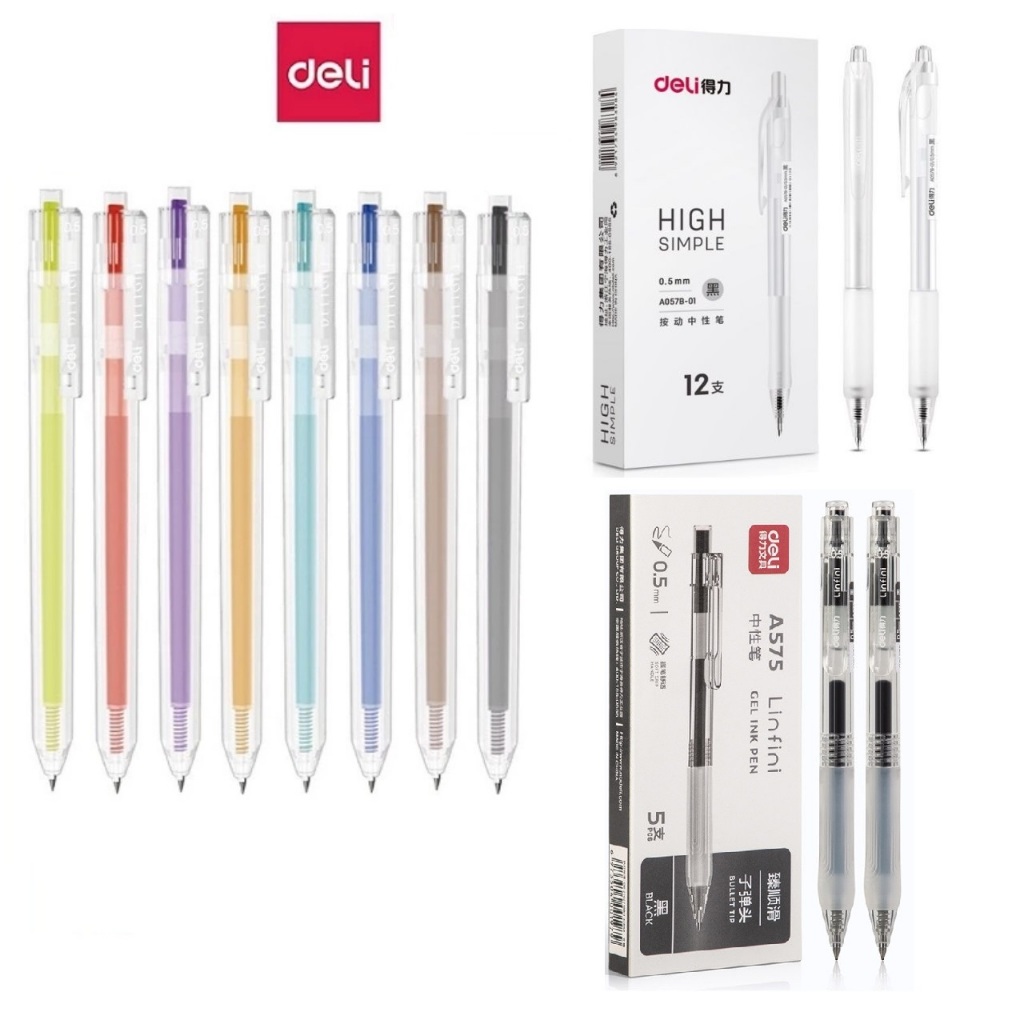 [Combo of 5] ปากกาเจลหลากสี Deli G118 / ปากกาเจลใส Deli G118 A575 A057
