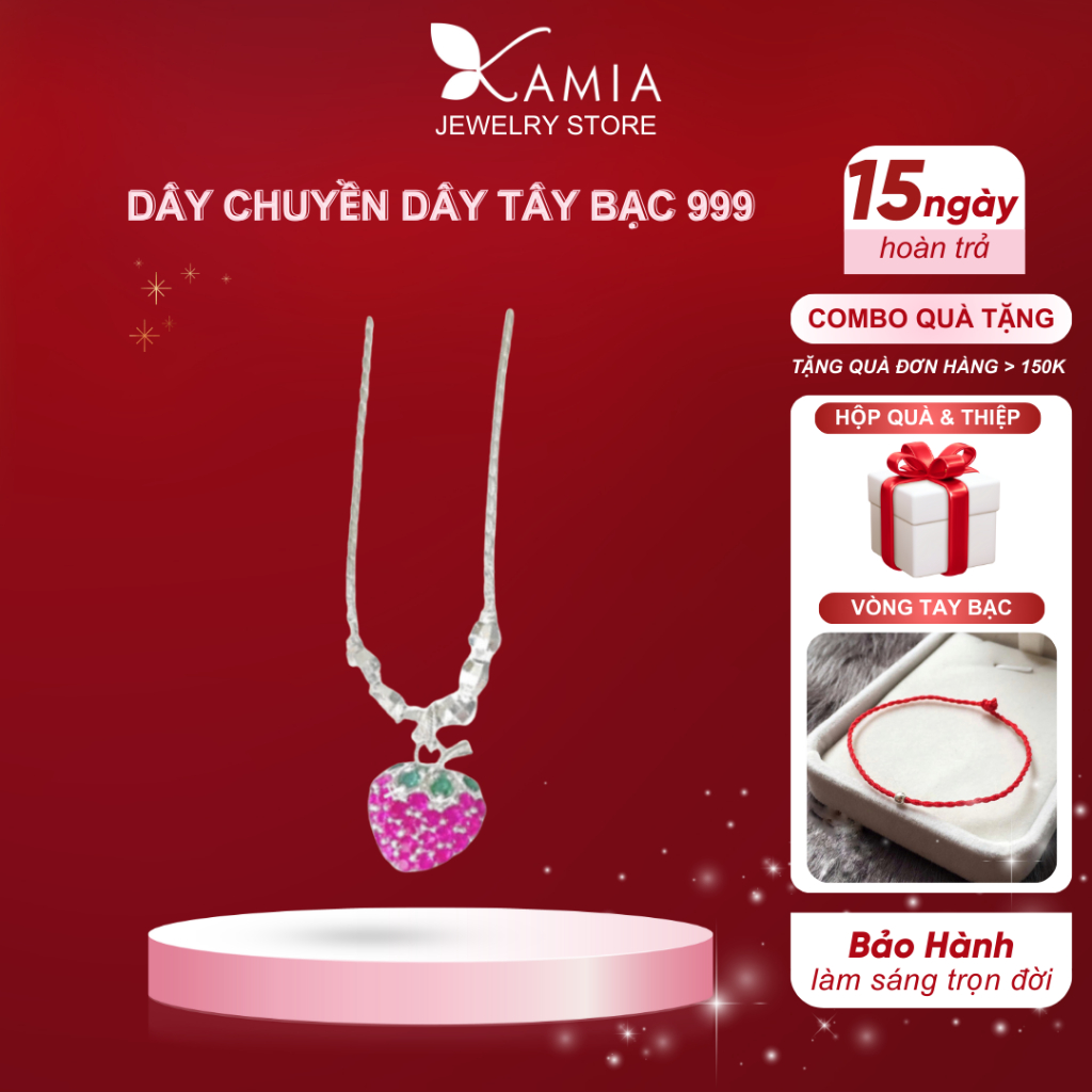 สร้อยคอเงินแท้ 999 รูปสตรอเบอร์รี่ KAMIA – DE4046