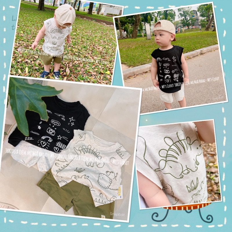[MD111] 3BKIDS xNGO POTATO MOTHER SHOP ชุดสามรูเด็กผู้ชายทําจากฝ้ายแท้ นุ่มเท่สุดๆ