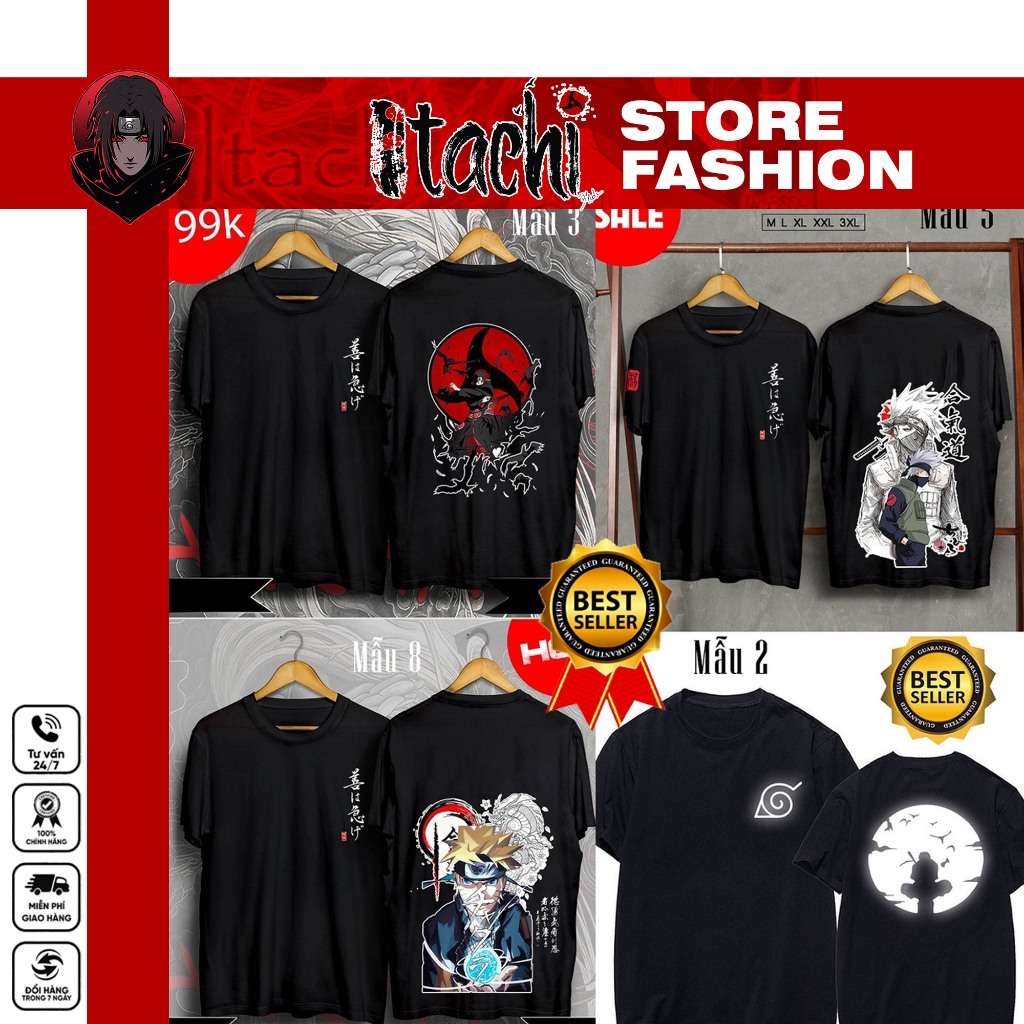 เสื้อยืด Uchiha Itachi เสื้อยืดนารูโตะ sasuke itachi kakashi เสื้อยืดผ้าฝ้ายสุดเท่รุ่นใหม่
