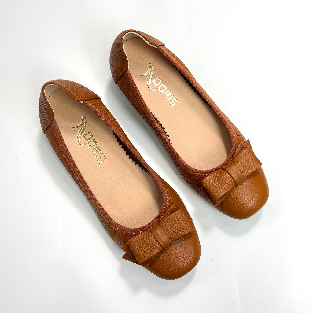 DORIS DR302 รองเท้าตุ๊กตาดาวน์ 3 ซม. หัวเหลี่ยม SUPER SOFT GENUINE LEATHER - 12 MONTHS