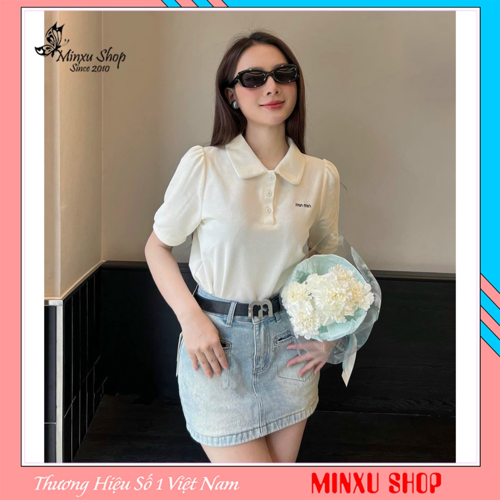 เสื้อ PoLo ปักตัวอักษร MIN MIN เรียบง่ายและง่ายต่อการสวมใส่ A.studio QC Minxu Shop POLO16