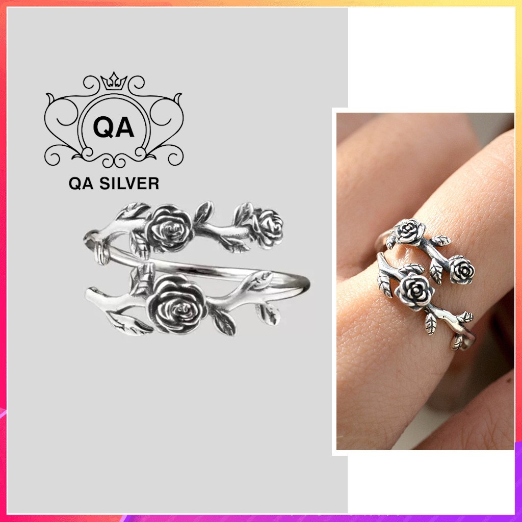 แหวนเงิน 925 ผู้หญิงมีชั้นดอกไทย ROSE 925 ROSE QA SILVER Ring RI240404