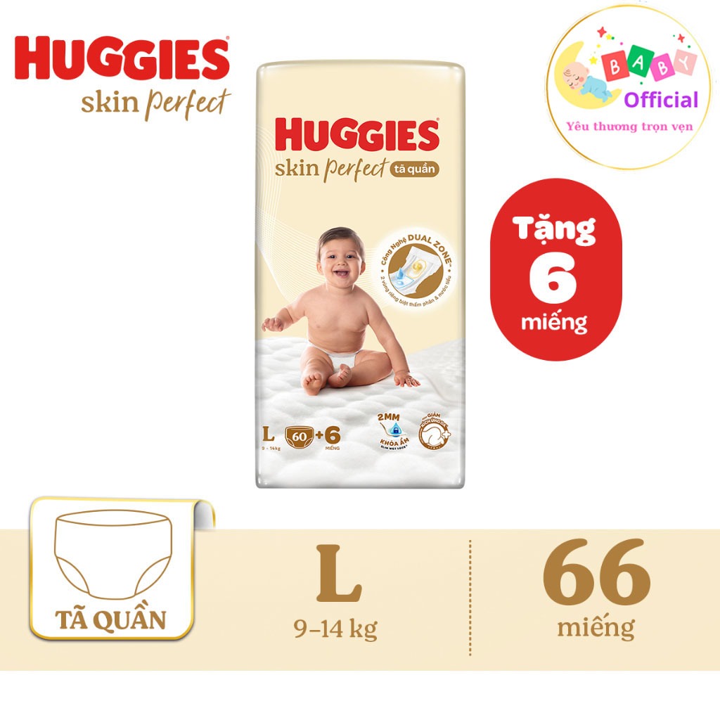 Huggies Skin Perfect Diaper Pants Size L (60+6 ชิ้น) [รุ่นใหม่ 2024]