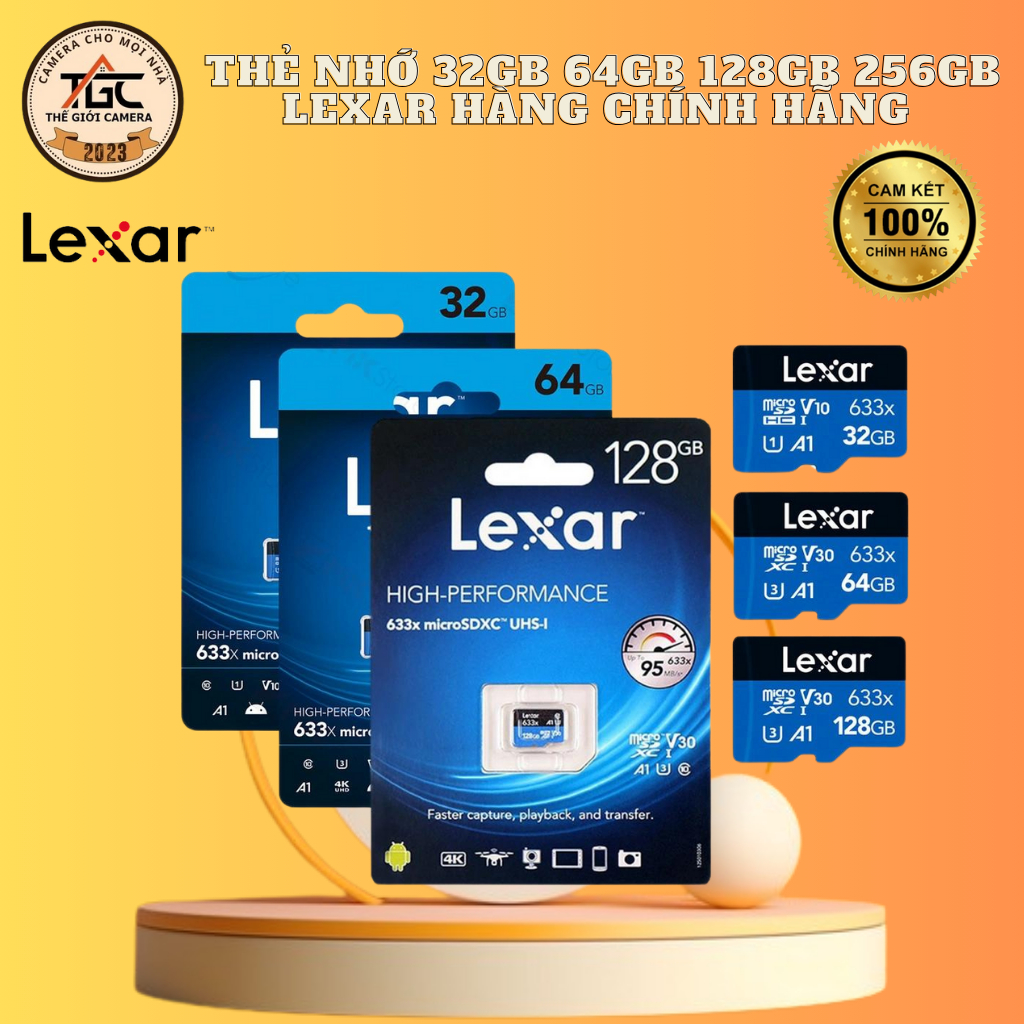 Lexar การ์ดหน่วยความจํา 32GB, 64GB, 128GB สินค้าของแท้
