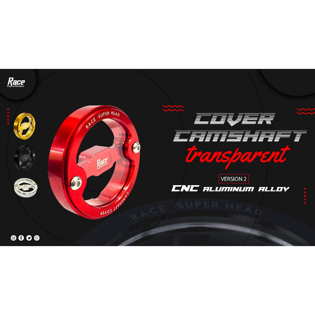 ฝาครอบเพลาลูกเบี้ยวโปร่งใสสําหรับ Dream Ex5 Class1 Wave100 XRM110 AVETA110 AVEETA130 [RACE] | ฝาครอบเพลาลูกเบี้ยวสําหรับ WAVE