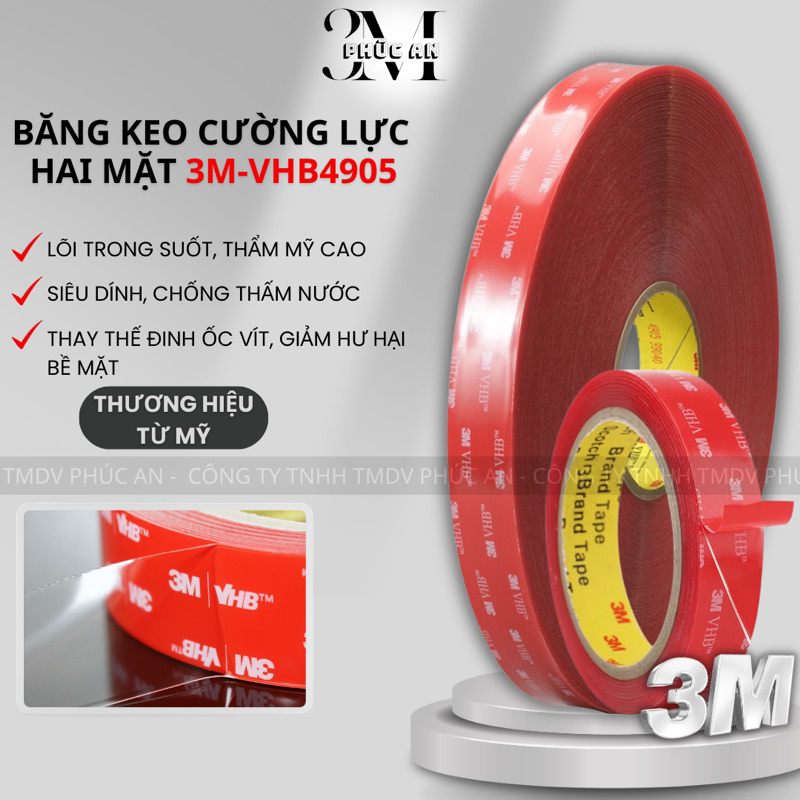 3M VHB 4910 เทปสองหน้า เทปนิรภัยโปร่งใส เหนียวสุดๆ ความสวยงามสูง