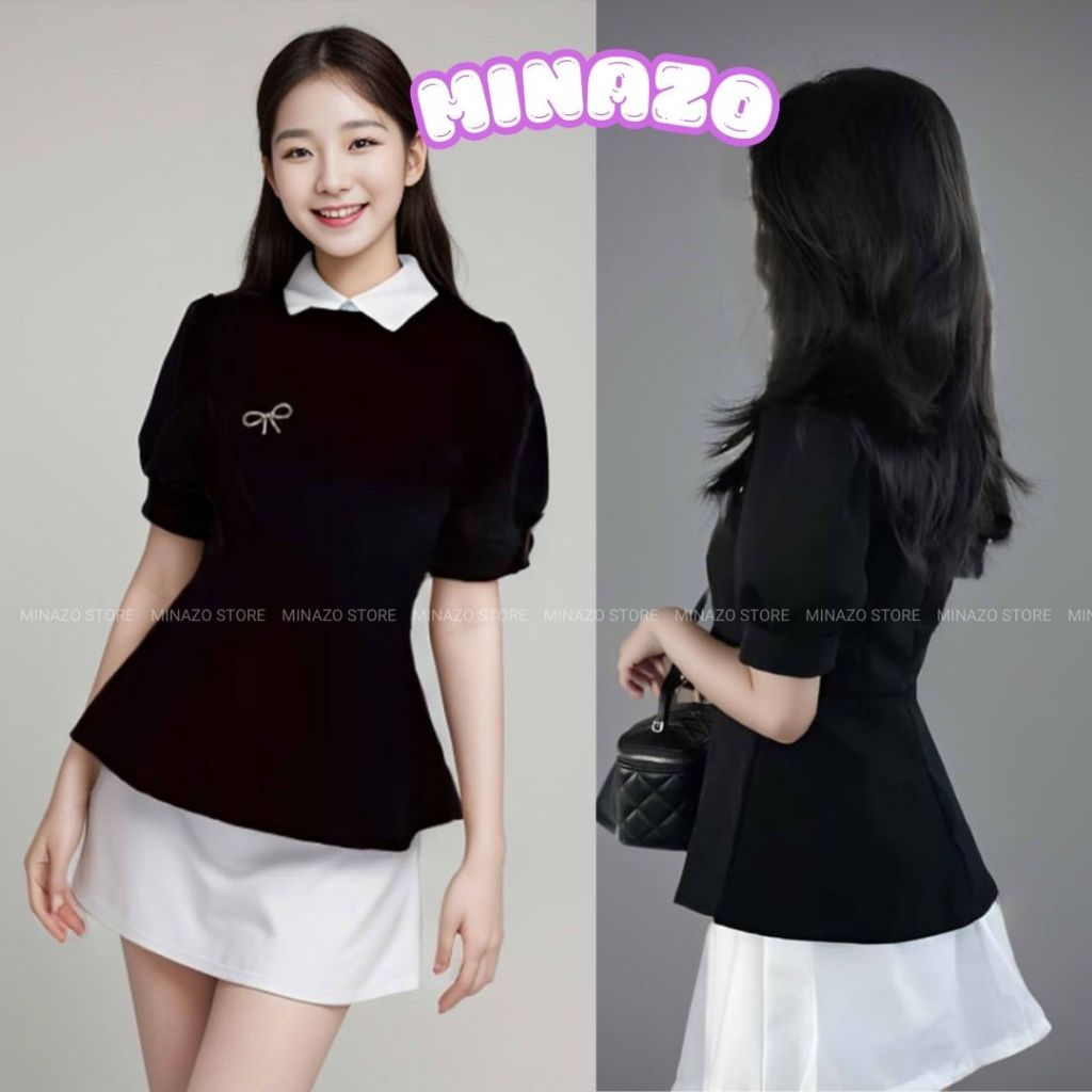 Lady office dress Set เสื้อคอปกเยอรมันพร้อม appliqué เยอรมัน กระโปรงสั้นสีขาวพร้อมกางเกงป้องกัน ชุดเ