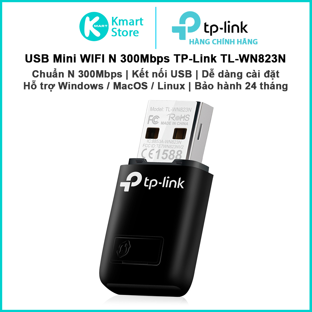 ตัวรับสัญญาณ USB Mini WIFI TP-Link TL-WN823N | มาตรฐาน N 300Mbps | ยูเอสบี 2.0 | ติดตั้งง่าย | 2 ปี
