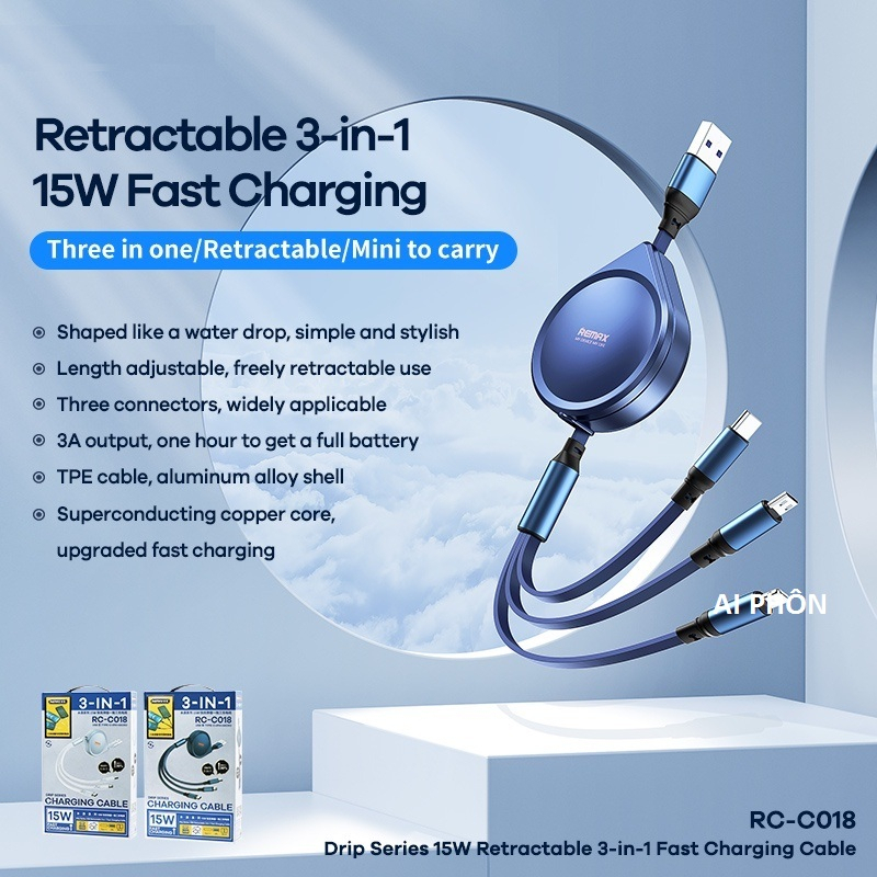 Remax RC-C018 3in1 Max 15W/ Remax RC-C033 สายชาร์จเร็ว 15W/ RC-C029 Fast 66w. LMS